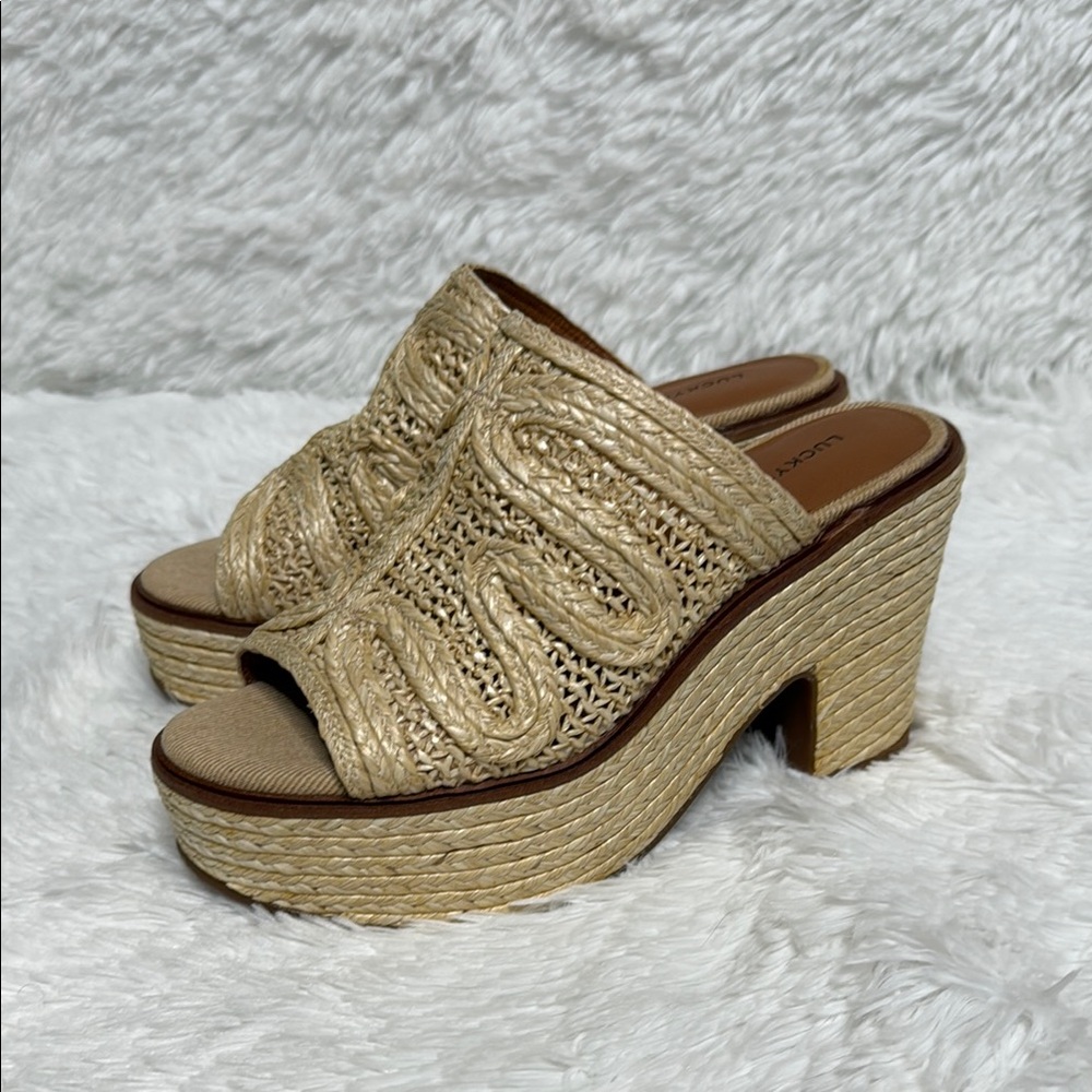 Lucky Brand Gold Mules with Textured Upper